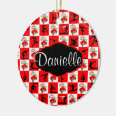 体操パーソナライズされたクリスマスキャンディーケーンオーナメント セラミックオーナメント (左)
