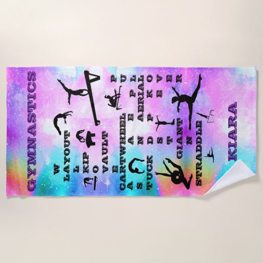 体操パーソナライズされたクロスワードビーチタオル ビーチタオル (正面)