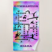 体操パーソナライズされたクロスワードビーチタオル ビーチタオル (正面)