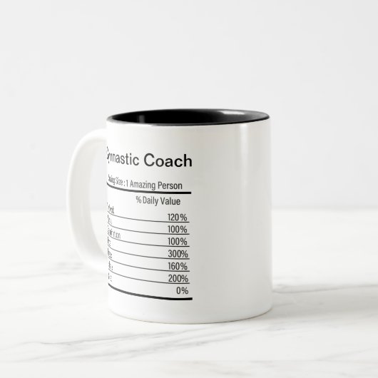 体操パーソナライズされたコーチの栄養事実 ツートーンマグカップ (正面左)