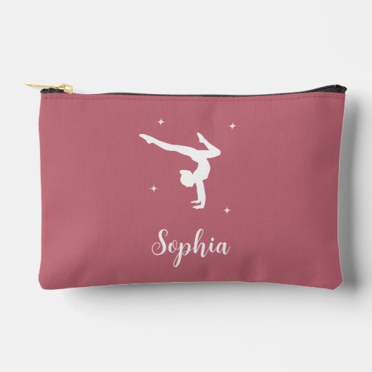 体操パーソナライズされたピンク女の子らしメイク アクセサリーポーチ (正面)