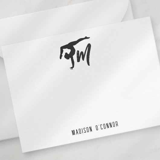 体操パーソナライズされたモノグラムイニシャル ノートカード