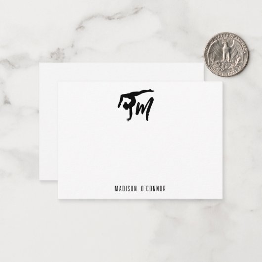 体操パーソナライズされたモノグラムイニシャル ノートカード (正面/裏面インサイチュ)