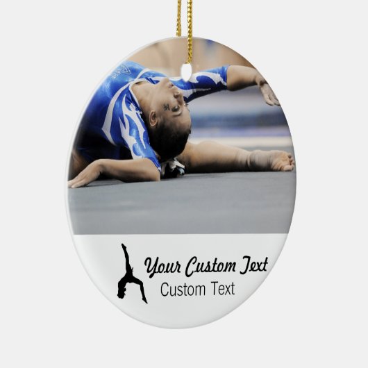 体操パーソナライズされた写真名クリスマス セラミックオーナメント (右)