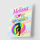 体操パーソナライズされた時計が好きだ スクエア壁時計 (傾斜)