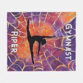 体操パーソナライズされた業ハロウィーンスパイダーウェブ フリースブランケット (正面(横))