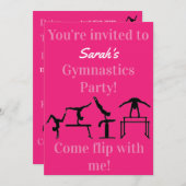 体操パーソナライズされた生誕生会の招待状 (正面/裏面)
