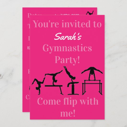 体操パーソナライズされた生誕生会の招待状 (正面/裏面)