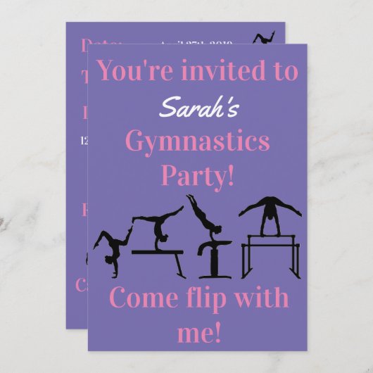 体操パーソナライズされた生誕生会の招待状 (正面/裏面)