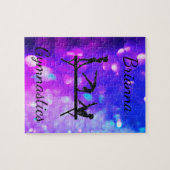 体操パーソナライズされた紫色の青のグラデーション ジグソーパズル (横)