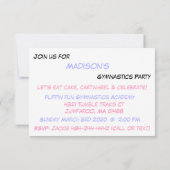 体操パーティの招待状パープルシルバースパークル 招待状 (裏面)