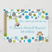 体操パーティの招待状ブラック、アクア、グリーン 招待状 (正面/裏面)