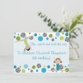 体操パーティの招待状ブラック、アクア、グリーン 招待状 (スタンド正面)