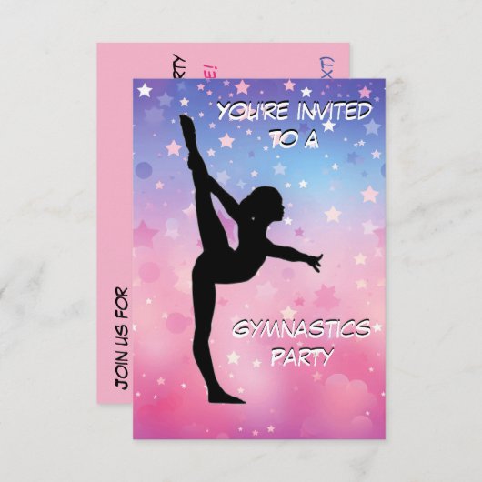 体操パーティの招待状 招待状 (正面/裏面)