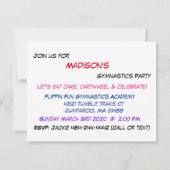 体操パーティの招待状 招待状 (裏面)