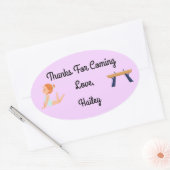 体操パーティーありがとうステッカー 楕円形シール (封筒)