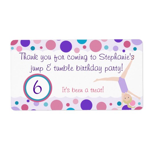 体操パーティーの好意ラベル紫とピンク ラベル (正面)