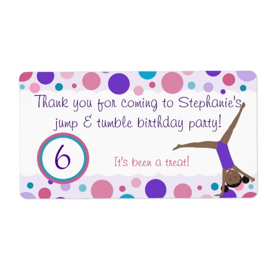 体操パーティーの好意ラベル紫とピンク ラベル (正面)