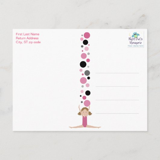 体操パーティーピンク、グレー、ブラック ポストカード (裏面)