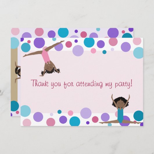 体操パーティーフラットアクア&ピンクス 招待状 (正面/裏面)