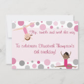 体操パーティー招待状 ピンクとグレー 招待状 (正面)