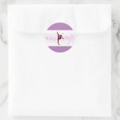 体操パープルスパークルステッカー。 ラウンドシール (バッグ)