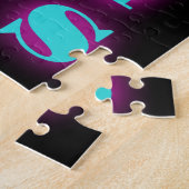 体操パープルピンクターコイズ グラデーション ジグソーパズル (側面)