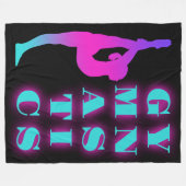 体操パープルピンクターコイズ グラデーション フリースブランケット (正面(横))