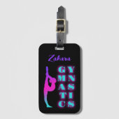 体操パープルピンクターコイズ グラデーション ラゲッジタグ (正面縦)