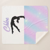 体操パープル薄紫とベビーブルーパステル シェルパブランケット (正面(横))