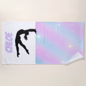 体操パープル薄紫とベビーブルーパステル ビーチタオル (正面)