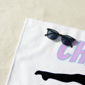 体操パープル薄紫とベビーブルーパステル ビーチタオル (インサイチュ)