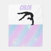 体操パープル薄紫とベビーブルーパステル フリースブランケット (正面)