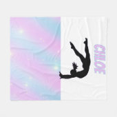 体操パープル薄紫とベビーブルーパステル フリースブランケット (正面(横))