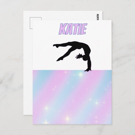 体操パープル薄紫とベビーブルーパステル ポストカード (正面/裏面)