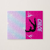 体操パープル薄紫ホットピンクベビーブルーパステル ジグソーパズル (横)