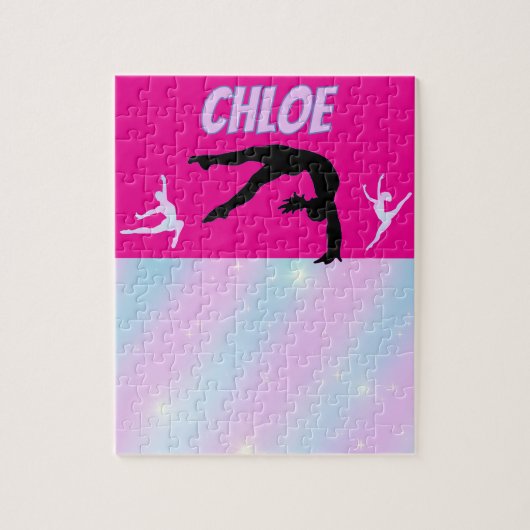 体操パープル薄紫ホットピンクベビーブルーパステル ジグソーパズル (縦)