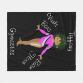 体操ヒスパニック、茶色の目、明るい赤紫色レオタール フリースブランケット (正面(横))