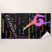 体操ビーチタオル全身に体操選手の名前 ビーチタオル (正面)