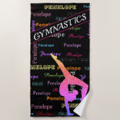 体操ビーチタオル全身に体操選手の名前 ビーチタオル (正面)