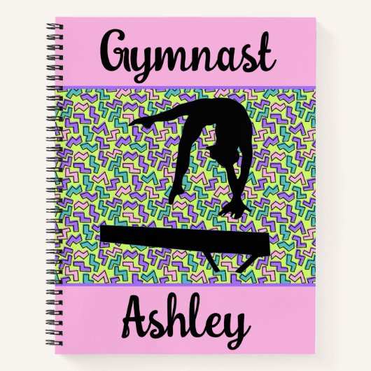 体操ビームガールグルーヴィレトロ パーソナライズされた ノートブック (正面)