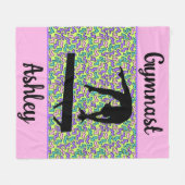 体操ビームガールグルーヴィレトロ パーソナライズされた フリースブランケット (正面(横))