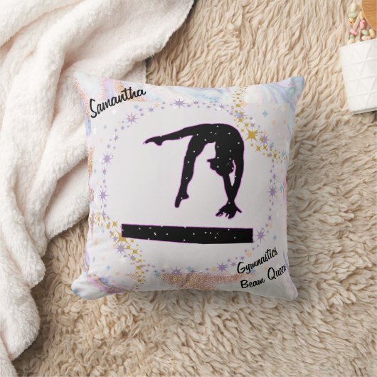 体操ビームクイーングリッター水彩抽象芸術 クッション (ブランケット)