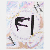 体操ビームクイーングリッター水彩抽象芸術 フリースブランケット (正面)