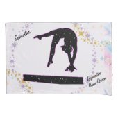 体操ビームクイーングリッター水彩抽象芸術 枕カバー (正面)