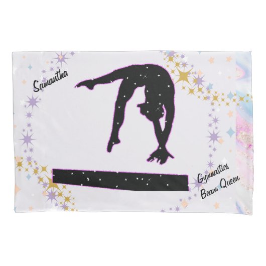 体操ビームクイーングリッター水彩抽象芸術 枕カバー (正面)