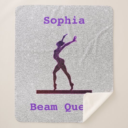 体操ビームクイーンパープル/シルバー シェルパブランケット (正面)