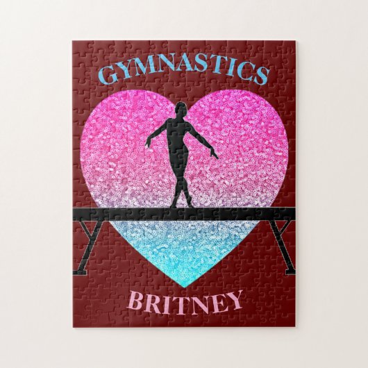 体操ビームスパークルハートブルゴーニュ ジグソーパズル (縦)