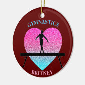 体操ビームスパークルハートブルゴーニュ セラミックオーナメント (左)