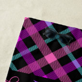 体操ビームピンクパープルティール（緑がかった色）タータンチェック ビーチタオル (インサイチュ)